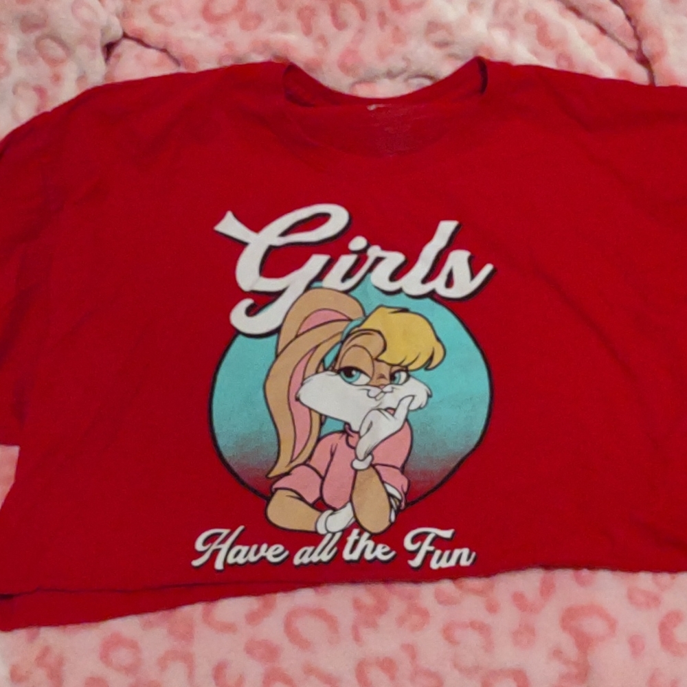 Large Red CROPPED Lola bunny Looney Tunes shirt